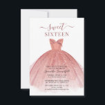 Modern 16th Birthday Party Invitation<br><div class="desc">Featuring a pretty blush pink dress and faux rose gold glitter and modern script,  this birthday invitation is perfect for a princess. Easily replace the party details by clicking the "Personalise" button.</div>