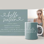Modern 16th birthday simple stylish elegant script<br><div class="desc">Modern 16th birthday simple stylish elegant script & geometric sixteenth birthday invite. Modern geometric backer pattern. Part of a collection. Colour can be changed.</div>