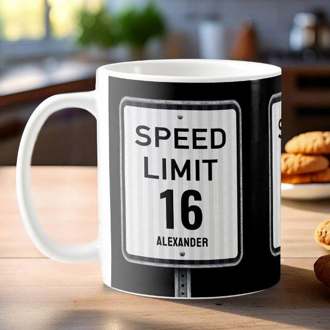 Modern 16th Birthday Speed Sign Coffee Mug (Creator Uploaded)