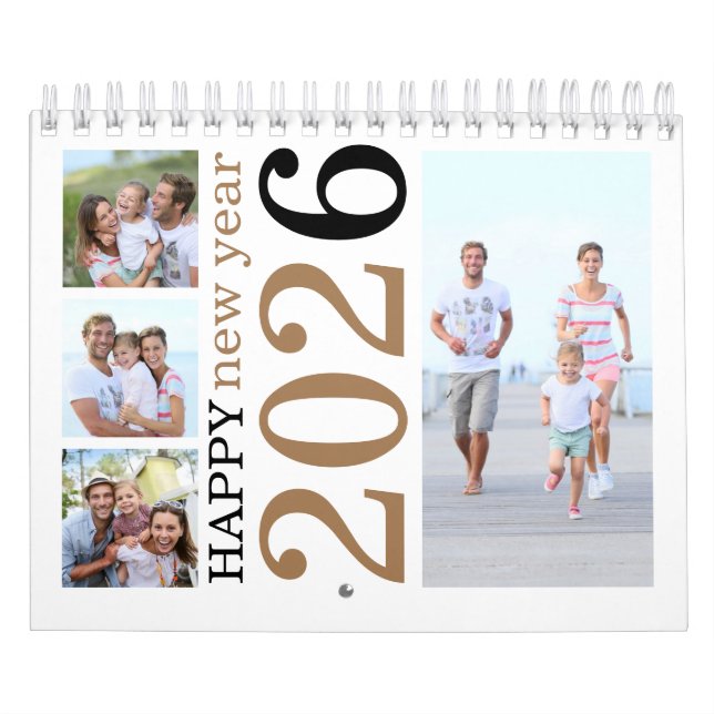 Modern 17 Family Photos Happy New Year 2026 Calendar (Cover)