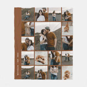 Modern 17 Photo Collage Editable Colour Fleece Blanket