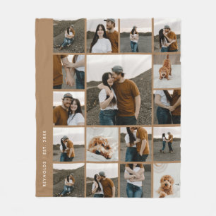 Modern 17 Photo Collage Editable Colour Fleece Blanket