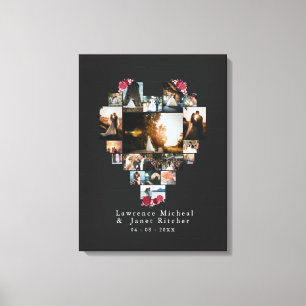 Modern 18 Heart shaped Photo Collage for her / him Canvas Print