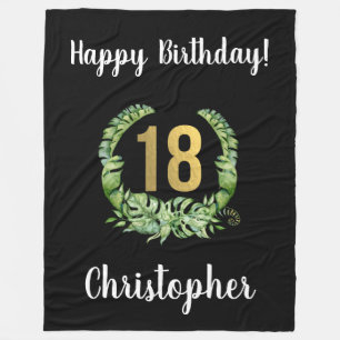 Modern 18th Birthday black boys Name  Fleece Blanket
