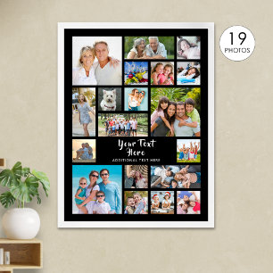 Modern 19 Photo Collage Custom Colour Personalised Poster