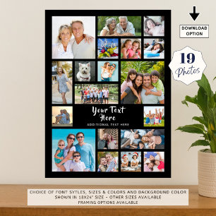 Modern 19 Photo Collage Custom Colour Personalised Poster
