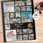 Modern 19 Photo Collage Personalized Black Jigsaw Puzzle<br><div class="desc">Easily create a fun, memorable activity with this photo collage keepsake puzzle with 19 photos and personalized with your own text. An editable title in handwritten brush script text and subtitle is ideal for anyone or any special occasion. The sample is shown in the 11x14" 252 pieces--other options are available...</div>