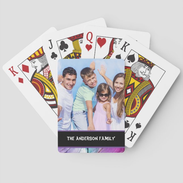 Modern 1 Family Photo Customisable  Playing Cards (Back)