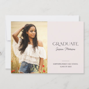 Modern 1-Photo Blush Pink 2024 Graduation Party Invitation