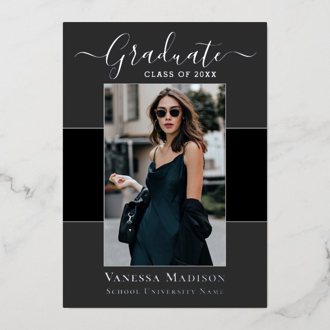 Modern | 1 Photo Foil Graduation Announcement (Front)