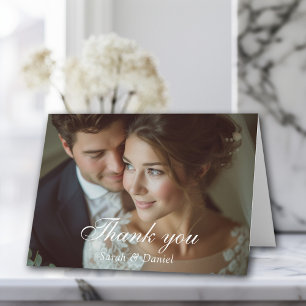 Modern, 1 photo, handwriting, wedding" Thank you " Card