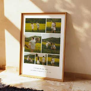 Modern 1st Anniversary Photo Collage Couple Custom Poster