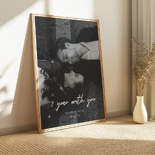 Modern 1st Anniversary Photo Wedding Couple Poster
