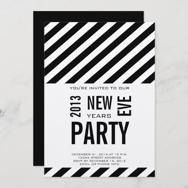 Modern 2013 New Years Party Invitation (Front/Back)