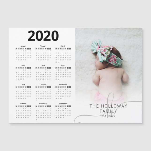 Modern 2020 calendar photo family typography (Front)