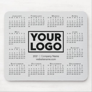 Modern 2021 Calendar Business Company Logo Grey Mouse Mat