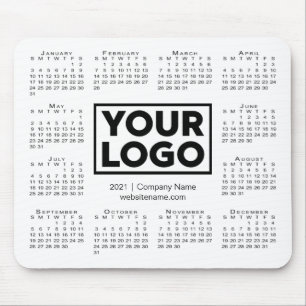 Modern 2021 Calendar Business Company Logo White Mouse Mat
