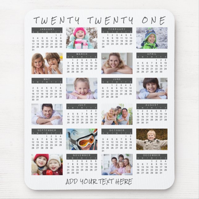 Modern 2021 Calendar Photo Collage Personalised Mouse Mat (Front)