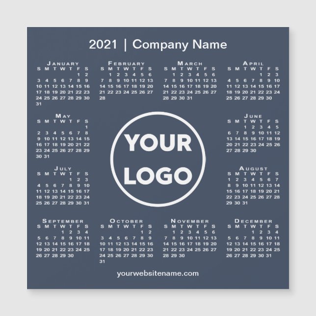 Modern 2021 Calendar with Company Logo Navy Blue (Front)
