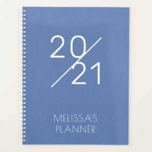 Modern 2021 Elegant Blue Personalised Name Planner