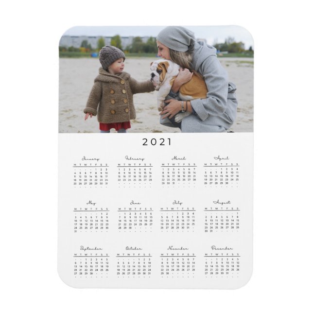 Modern 2021 Photo Calendar Magnet (Vertical)