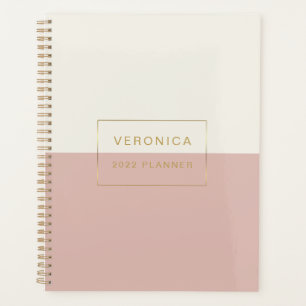 Modern 2022 Blush Colour Block Monthly/Weekly Pla Planner