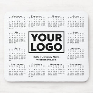 Modern 2022 Calendar Business Company Logo White Mouse Mat