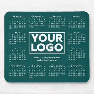 Modern 2022 Calendar Business Logo Blue-Green Mouse Mat