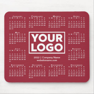 Modern 2022 Calendar Business Logo Burgundy Mouse Mat