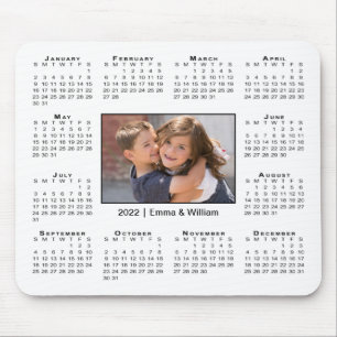 Modern 2022 Calendar Your Photo and Name on White Mouse Mat