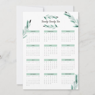 Modern 2022 Full Year Calendar Minimalist Card
