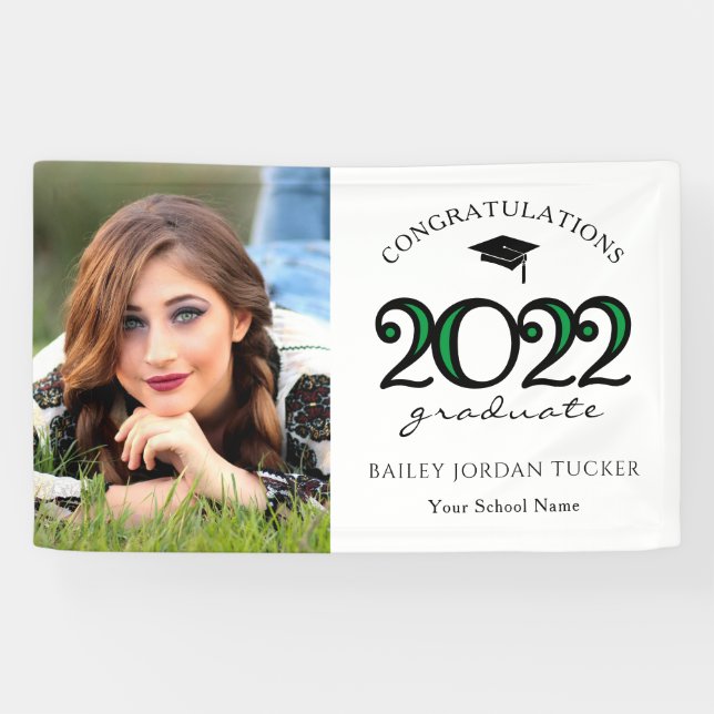 Modern 2022 Green Photo Graduation Banner (Horizontal)