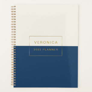 Modern 2022 Navy Colour Block Monthly/Weekly   Planner