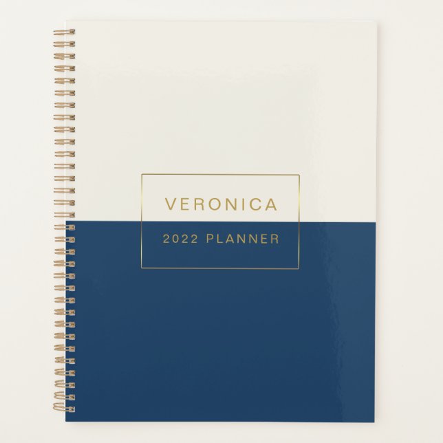 Modern 2022 Navy Colour Block Monthly/Weekly   Planner (Front)