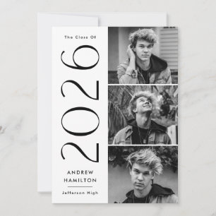 Modern 2023 3 Photo Graduation Party Invitation