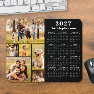 Modern 2023 Calendar 6 Photo Collage Personalized Mouse Mat