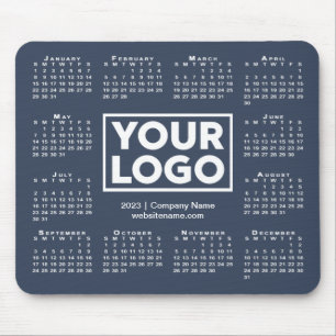 Modern 2023 Calendar Business Logo Navy Blue Mouse Mat
