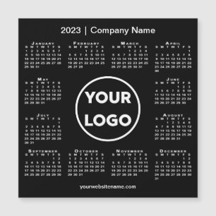 Modern 2023 Calendar Company Logo on Black Magnet