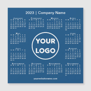 Modern 2023 Calendar Company Logo on Blue Magnet