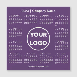 Modern 2023 Calendar Company Logo on Purple Magnet