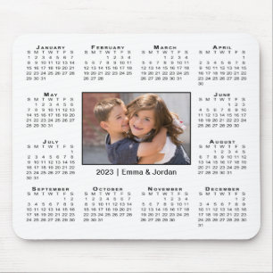 Modern 2023 Calendar Your Photo and Name on White Mouse Mat