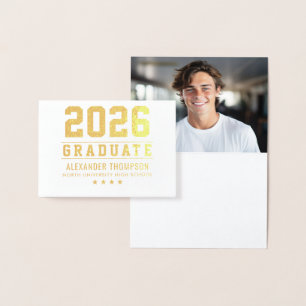 Modern 2023 Graduate Custom Graduation Photo Gold Foil Card
