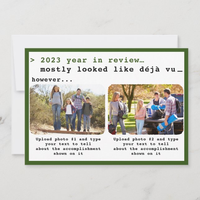Modern 2023 Year in Review Green Family Photo Holiday Card (Front)