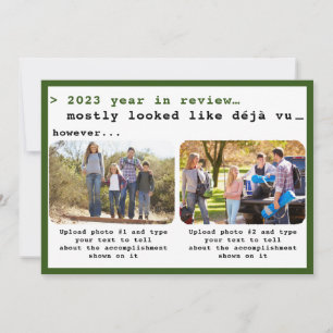 Modern 2023 Year in Review Green Family Photo Holiday Card