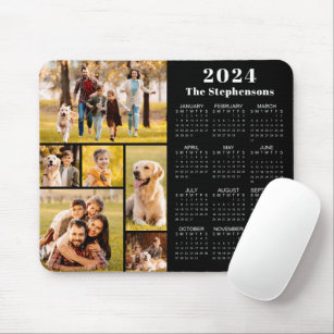 Modern 2024 Calendar 6 Photo Collage Personalized Mouse Mat