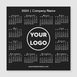 Modern 2024 Calendar Company Logo on Black Magnet
