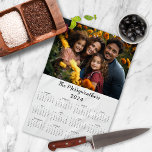 Modern 2024 Family Name Photo Calendar Tea Towel<br><div class="desc">These 2024 Family Photo Calendar Kitchen Towels are the perfect way to spread cheer the whole year! The towels feature your personalised horizontal photo and name and are designed for 2024 - perfect for your holiday decor all year! Please contact us at cedarandstring@gmail.com if you need assistance with the design...</div>