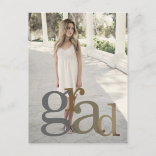 Modern 2024 Grad Photo Neutral Tones Announcement  Postcard