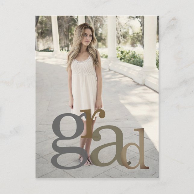 Modern 2024 Grad Photo Neutral Tones Announcement  Postcard (Front)