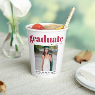 Modern 2024 Grad Photo Paper Cups